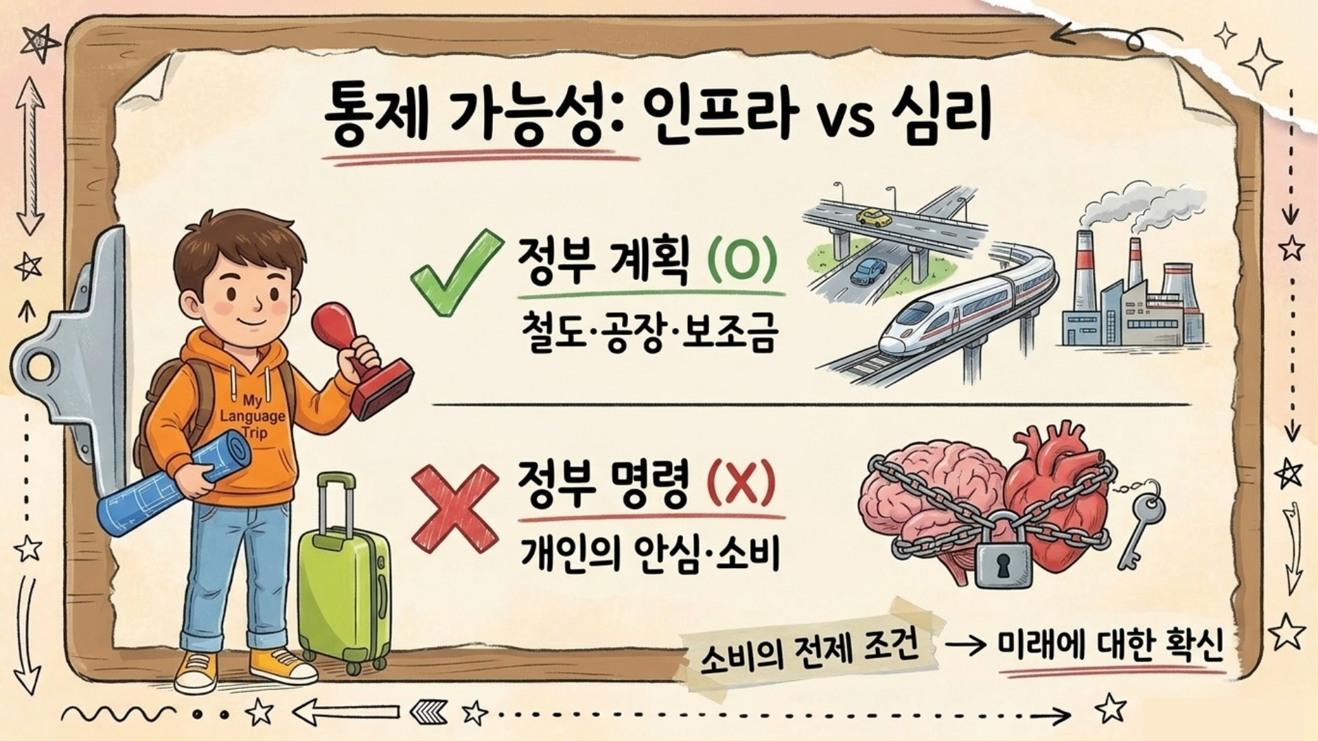 정부 정책만으로는 개인의 소비 심리를 바꾸기 어려움을 나타내는 이미지
